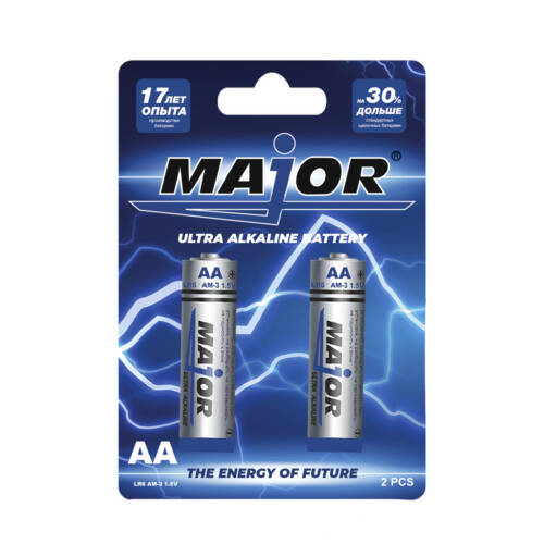 Упаковка батареек Major AA 2PCS LR6 AM-3 1,5V Ultra Alkaline Battery 2 штуки