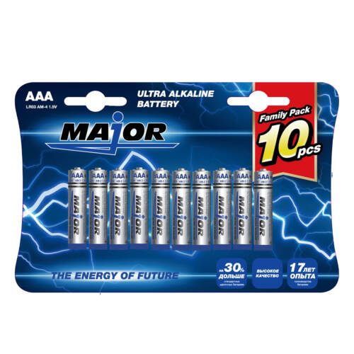 Упаковка батареек Major AAA 10PCS LR03 AM-4 1,5V Ultra Alkaline Battery